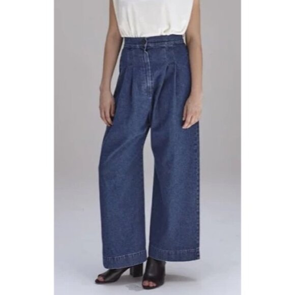 Ilana Kohn Womens Jeans Pants Size 2 Blue Denim Wide Leg Pockets Pure Cotton - Picture 8 of 8